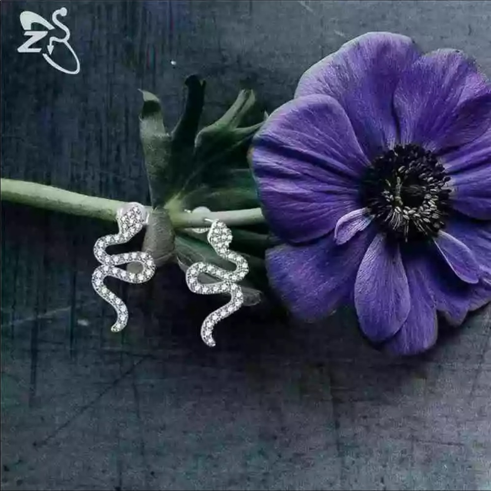 18k GF CZ snake earrings - Picture 4 of 6